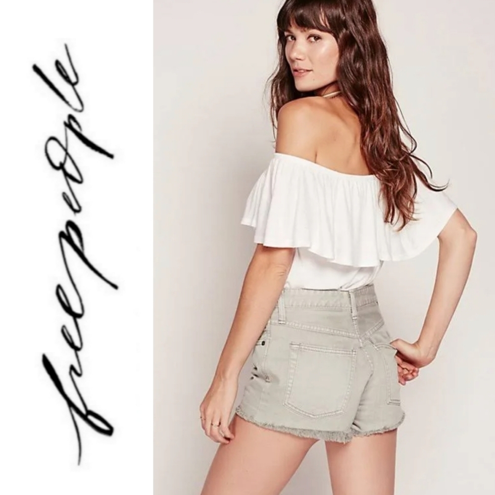 Free People cut off denim Jean shorts 29 green